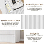 Modern 5 Drawer Dresser, 43" Tall Dressers for Bedroom, Fluted Dresser with Hidden Handle Design, Wood Mid Century Vertical Dresser Natural Texture for Bedroom, White Dresser