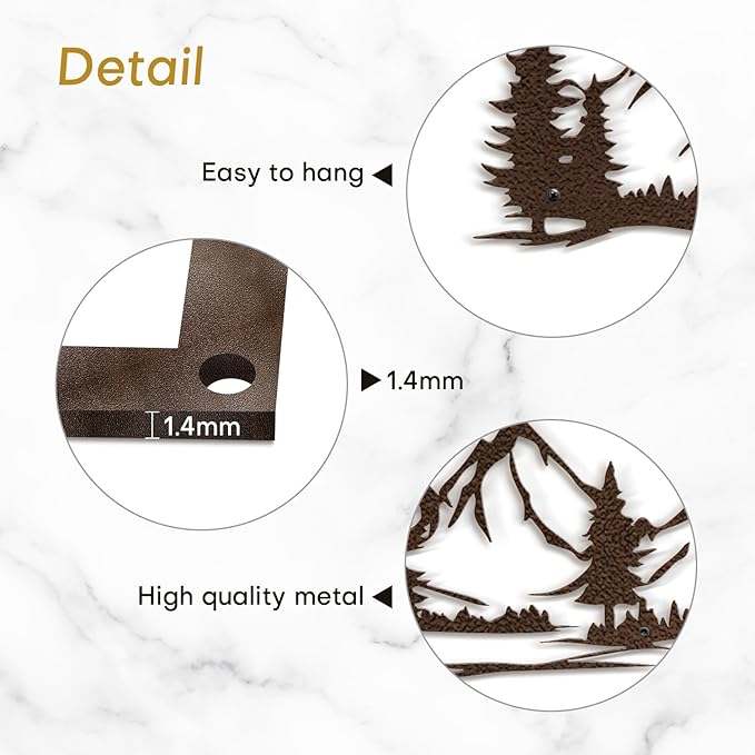 SIGNLEADER Metal Wall Art Decor Mountain Pine trees Modern Abstract Wall Sculpture Hangings Home Decoration for Living Room, Bedroom, Bathroom, Kitchen, Outdoor - 18" Bronze