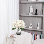 Kimura's Cabin 6pcs Fake White Flowers Artificial Silk Hydrangea Flowers Bouquets Faux Hydrangea Stems for Home Table Centerpieces Wedding Party Decoration(Lvory White)