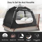 Bed Tent Bed Canopy Full Size,One-Click Bed Tents Breathable Privacy Sleep Tent with 3 Large Doors for Kids and Adult