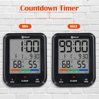 Geevon Digital Bathroom Clock, Waterproof Shower Timer with Large Touch Screen, Battery Operated Bathroom Wall Clock with Temperature & Humidity Display - Suction Cup/Hanging Hole/Stand (Black)