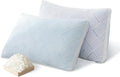 Shredded Memory Foam Cooling Soft Bamboo Viscose Pillows Queen Size Set of 2, Adjustable Hypoallergenic Hotel Quality Bed Pillows for Side, Stomach or Back Sleeper, Oeko-TEX Certified