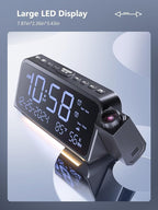 Projection Alarm Clock,Digital Clock with 350° Rotatable Projector,Weekday/Weekend Mode,5-Level Dimmer,Adjustable Volume,Temp & Humidity Monitor,Calendar,Snooze,12/24H,DST,Battery Backup, for Bedroom