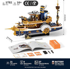 Steampunk Steamship Lighting Building Bricks Set - Steamboat Model Pirate Ship Destroyer Playset Collection Display kit with Minifigures 1792 Pcs for Adults & Teens & Steampunk Lovers