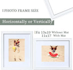 13x19 Picture Frame White, 13x19 Art Frame Matted to 11x17,Poster Frame Wooden, 13 by 19 Photo Frame for Wall Mounting, Wall Gallery Frame for Home Decor Gifts