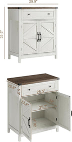 ChooChoo Kitchen Storage Cabinet, Coffee Bar Cabinet, Farmhouse Buffet Sideboard with Drawer for Kitchen, Living Room, White