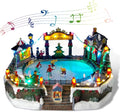 Christmas Village House Christmas Collectible Buildings Decor Estatua de la cabaña del Pueblo navideño Home Decoration Snow Globe Display Skating Pond AnimatedChristmas Theme Park with 8 Music X-Large