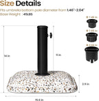 Patio Umbrella Base, 45lbs, Square Cobblestone Concrete Stand, Heavy Duty Market Umbrella Stand for Outdoor, Lawn, Deck, Poolside