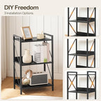 HOOBRO Bookshelf, 3-Tier Industrial Bookcase, Book Shelf Storage Organizer, Small Bookshelf with Metal Frame for Living Room, Bedroom, Home Office, Kitchen, Black BB71SJ01