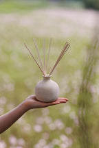 Blueme Renew Diffuser | Ivy & Rose | 5.92 Fl Oz - Refillable Wellness Diffuser, Contains Essential Oil, Sustainable, Hand Finished, Premium, Luxury Ceramic, Natural Rattan Reeds, | Small