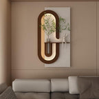 LED Sandstone Wall Decor, 3D Wall Art Sculpture, Simulated Green Plants, Glass Vase & Rabbit Statue, Remote Control 3 Color Light, for Living Room, Bedroom, Hallway(Light Coffee,47.2 * 23.6in)