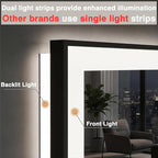 55x40 Bathroom Mirror with LED Lights - Black Framed, Front and Backlit Mirror, Anti-Fog LED Vanity Mirror, 3 Colors and Dimmable Mirror, Waterproof, Corrosion Proof (Horizontal/Vertical)