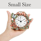 Mini Tabletop Clock, Decorative Vintage Floral Metal Table Clock with Battery Operated for Bedside, Table, Living Room, Home and Office