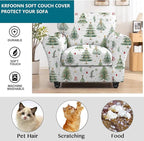 KRFOONN 2 Piece Chair Covers Printed Sofa Covers Couch Covers Washable Armchair Sofa Couch Slipcover Furniture Protector with Elastic Bottom for Living Room (Armchair, Christmas 02), Small