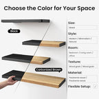 BAYKA Wall Mounted Floating Shelves, Wood Floating Wall Shelf for Books & Decor, Small Space-Saving Display & Organizer（Black，Set of 3）
