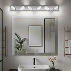 Modern LED Bathroom Lights Fixtures(6-Light),Stainless Steel Chrome Acrylic Wall Lighting,Vanity Lights for Bathroom Over Mirror(6000k 41in)