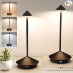 2 Pack Cordless Table Lamp, 6000mAh Rechargeable Battery Operated Desk Lamp, Portable Table Light,3 Color Stepless Dimming Up,for Restaurant, Bedroom, Patio，Outdoor Camping, Coffee Shop, Night Light