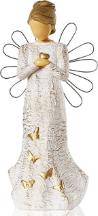 Sympathy Angel Figurines for Loss of Loved Ones Angel Statues Home Decor Serenity Prayer Gifts for Women Resin Sculpted Hand-Painted Figure Bereavement Gift Praying Hands Statue