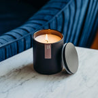 Calyan Wax Co. Rose & Peony Scented Candle - 75 Hour Burn - Luxury Non Toxic Soy Wax Candles - Long Lasting Black Tumbler Jar Candle for Home - 10.2oz
