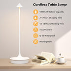 Small Cordless Table Lamp Rechargeable, Battery Operated Desk Lamp, 4000mAh LED Touch Lamp, Dimmable Portable Outdoor Waterproof Wireless Table Light for Restaurants/Bars/Outdoor(1PC,White)