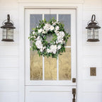 24 Inch Spring Summer Wreaths for Front Door, Spring Wreath,Summer Door Wreaths Outside,Large Floral Flowers Wreath with White Hydrangea for All Seasons Indoor Outdoor Home Decor
