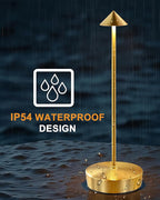2 Packs Gold Cordless Rechargeable Table Lamp 7200mAh Portable Touch Control Led Waterproof Golden Table Lamp for Bedroom Reading
