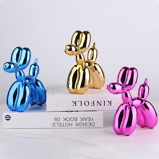 Red Balloon Dog Decor,Balloon Animal Decor,Shelf Decor Preppy Room Decor,Cute Statue Home Decor, Bedroom Modern Sculpture Desk Decor,Office Gold Decorations Small Figurines
