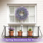 22 Inch Summer Spring Wreaths for Front Door Romance Lavender Wreath, Elegant Artificial Front Door Wreath for All Season Spring Decorations for Home Wall Entryway Farmhouse Porch Room Decor