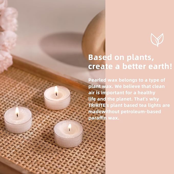 White Tealights Candles - 5 Hours Unscented Tea Lights Plant Wax Mini Votive with Cotton Wick for Home,Meditation,Pool,Wedding,Emergencies,Parties, Spas, 12pcs