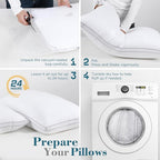 viewstar Bed Pillows Standard Size Set of 2, Hotel Cooling Down Alternative Gusseted Pillows for Side, Back, or Stomach Sleepers, White