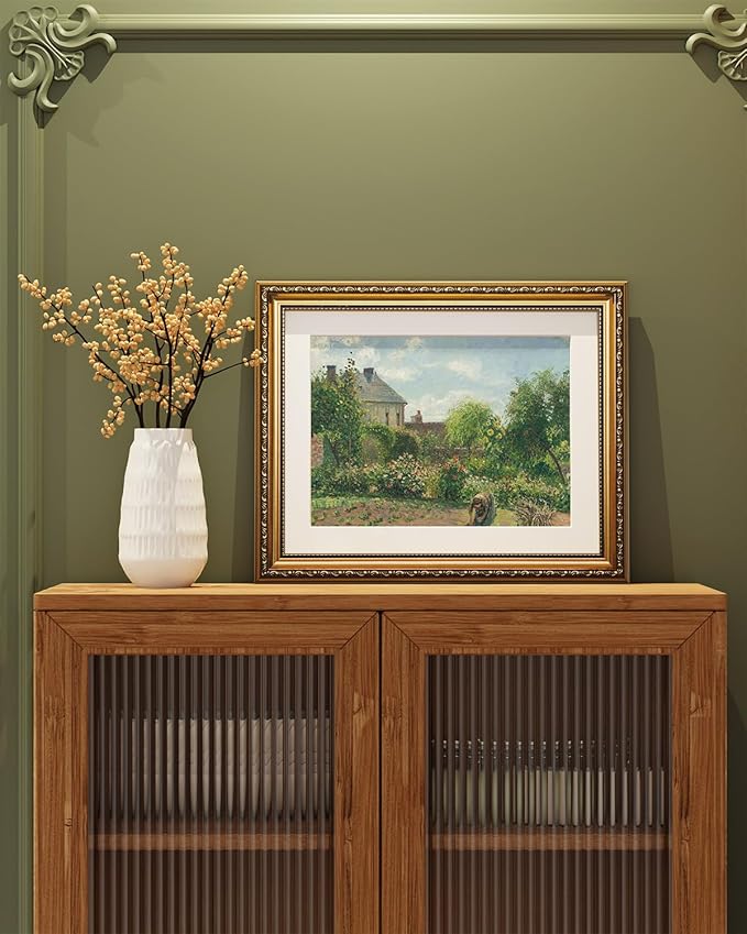 ARPEOTCY Vintage Gold Framed Wall Art Decor, Garden Landscape Paintings, Victorian Wall Art for Living Room Bedroom Bathroom, Canvas Antique Pictures Frame Artwork, 13x16 inch