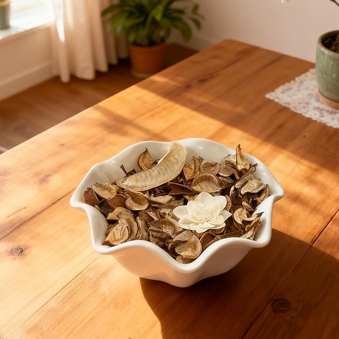 Spring Potpourri,Jasmine Scented Potpourri Bowl Filler, White Decorative Dried Flower, Bathroom Vase Decor(10.5 oz/2 Packs)