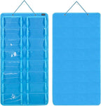 AROUY Sunglasses Organizer Storage, Hanging Dust Proof Wall Pocket Glasses Organizer - 16 Felt Slots Sunglass Organizers Holder with Metal Hook and Sturdy Rope (Dust Proof, Light Blue)