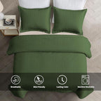 Maple&Stone Quilt Set Queen Size, Lightweight Olive Green Bedspread Ultrasonic Chevron Pattern Light Coverlet for All Season Comforter Bedding Decor - 3 Piece Full Bed Cover Sets