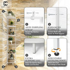 CAPHAUS 6 Tier Corner Shelf, 71.1-Inch Tall Bookshelf, Display Rack With Metal Frame, Round Shelf Unit, Stand for Bathroom, Living Room, Home, Office, White