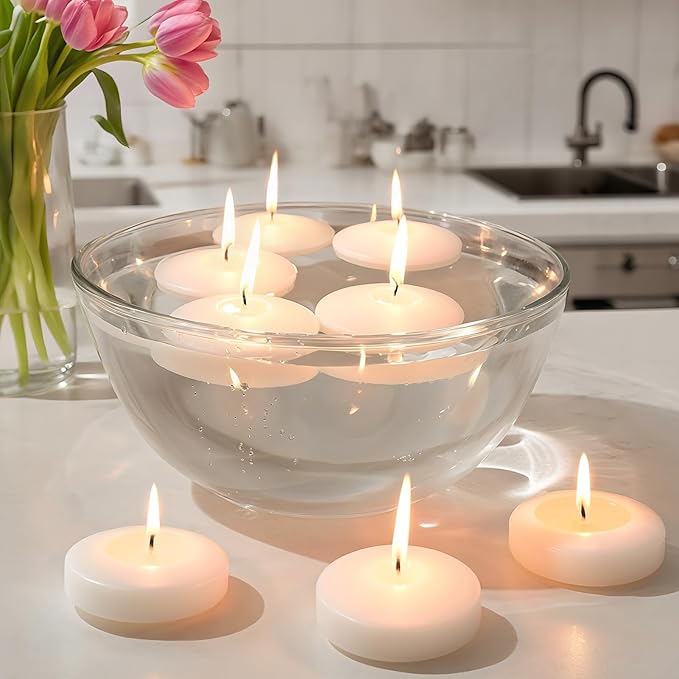 3 inch White Floating Candles, 12 Packs Unscented Floating Candle for Centerpieces 3” White Floating Candles Bulk for Wedding Christmas