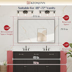 Keonjinn Gold Bathroom Mirror 48 x 30 Inch, Gold Trimmed Bathroom Wall Mirror, Large Brushed Metal Frame Mirrors for Over Sink, Modern Farmhouse Vanity Rectangle Mirrors(Horizontal/Vertical)