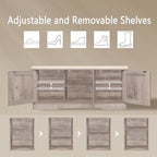DINZI LVJ Shoe Bench, Entryway Storage Bench with Doors, Cushion, 2-Tier Shoe Rack with 6-Cubby, 39.4”L x 13.8”W Shoe Organizer Cabinet, Adjustable Shelf, Living Room, Bedroom, Greige