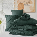 CozyLux Full Size Comforter Sets Forest Green, 7 Pieces Bed in A Bag Green Comforter Full Size, Pinch Pleat Bedding Sets with All Season Comforter, Sheets, Pillowcases & Shams