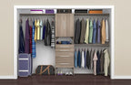 ClosetMaid SuiteSymphony Wood Closet Organizer Kit with Tower, 3 Hang Rods, Top Shelves, 4 Drawers, Doors, Adjustable, Fits Spaces 6 - 10 ft. Wide, Natural Grey