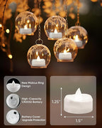 LED Candles, Tea Lights Candle Battery Operated, 100-Pack 200+Hours Flameless Tealight Candle, Realistic Tea Lights for Halloween Christmas Wedding, Pure White Light