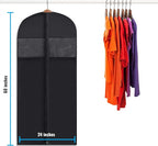 Plixio 60” Black Garment Bags for Hanging Clothes, Men Suit Bag for Travel and Clothing Closet Storage of Women Dress Shirts Coats Suit Cover Includes Zipper and Transparent Window (Black-60 pack:60")