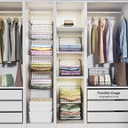 4 Tier Closet Hanging Organizer, Closet Organizers and Storage with 5 S Hooks, Closet Hanging Shelves & Freestanding Wire Storage Basket Bins, for Clothing Shoes Handbags Clutches Accessories Patent
