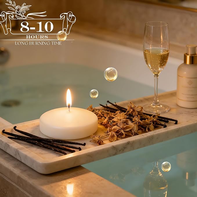 36 Packs 3 Inch Vanilla Scented Floating Candles, 8-10 Hours Burn Time Warm Vanilla Sugar Highly Scented Floating Candles for Home, Pool, Bathtub, Relaxation, Centerpiece, Party