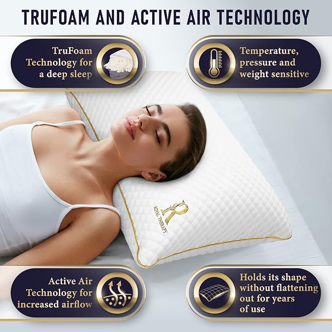 Royal Therapy King Memory Foam Pillows - Shredded Memory Foam Pillow for All Sleep Positions - Medium Firm Pillow with Adjustable Loft - Bamboo-Derived Rayon Cover - CertiPUR-US & Oeko-TEX Certified