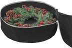 Primode Heavy Duty Christmas Wreath Storage Bag 24"- Garland Wreaths Container with Handles - Durable 600D Oxford Polyester Material Holiday Wreaths Storage Holder 24” (Black)