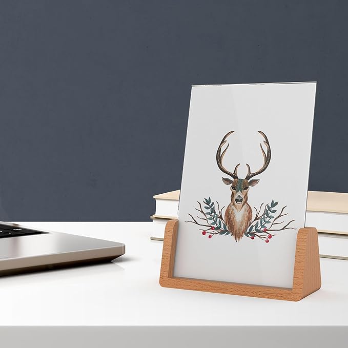 2 Pack 4x6 U-shaped Acrylic Sign Holder with Wood Base Menu Holder Flyer Holder Poster Stand Photo Stand (4*6)