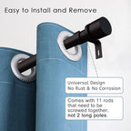Curtain Rods for Windows 16 to 170 Inches Adjustable Length 1 Inch Diameter Window Curtain Rod with Aluminium End Cap, Antique Bronze