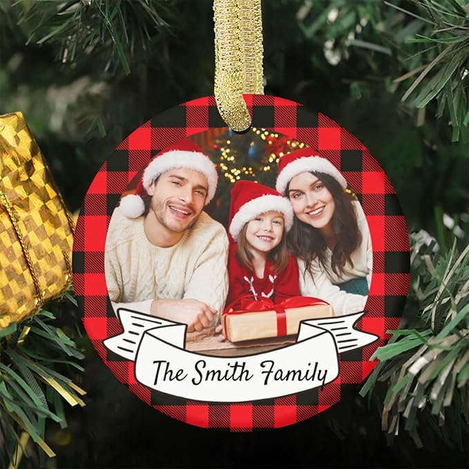 Personalized Custom Photo Ornaments for Christmas Tree - Ceramic Hanging Xmas Ornaments for Couples, Family, Wedding