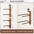 Cowboy Hat Rack for Wall – 2-Piece Western Hat Holder, Rustic Wooden & Metal Wall Mounted Cowboy Hat Organizer, Holds up to 4 Hats, Cowboy Room Decor & Storage Display Rack